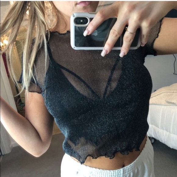 Brandy Melville Transparent Diamond Stars Top Tee - Picture 7 of 16
